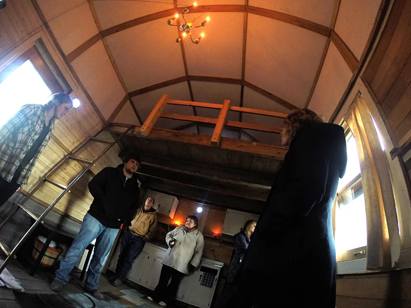 Now that it's finished, the tiny house will serve as a weekend retreat on some land owned by Van Kooten's family, where it's currently installed on skids (Photo: Central College)