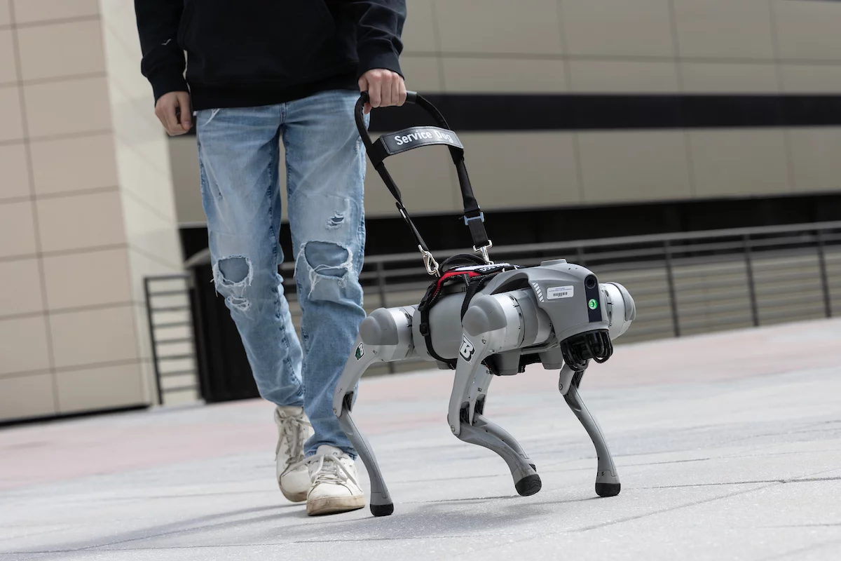 The robotic dog used in the study was a Unitree Go2 model