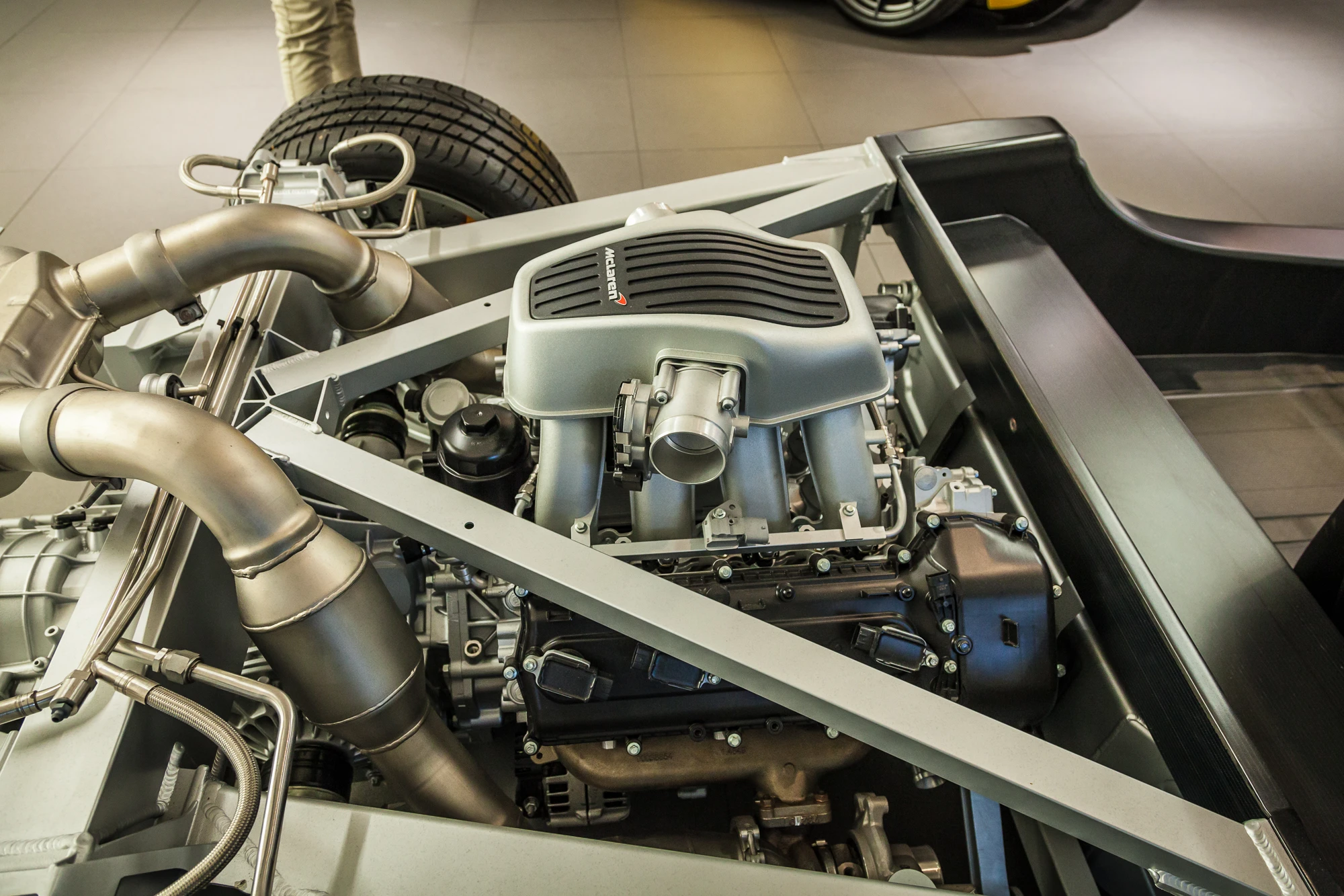 The MP4-12C's V8 is twin-turbocharged(Photo: Loz Blain/Gizmag.com)