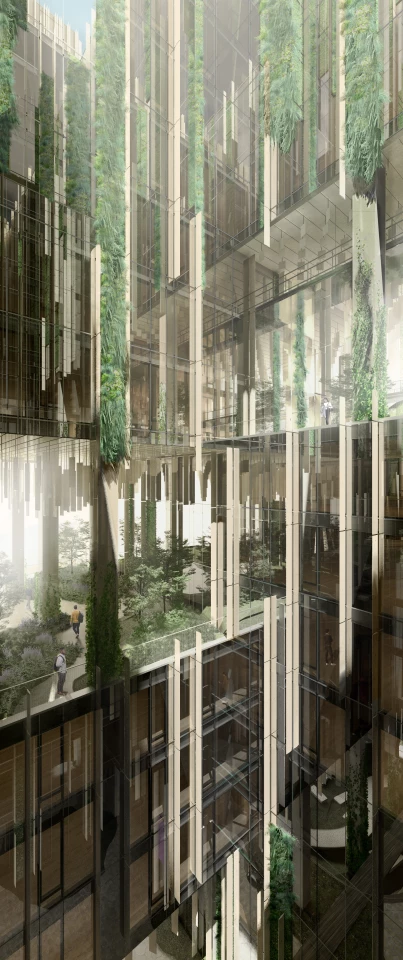 Park Habitat will be arranged around a central "Green Lung" atrium that's designed to maximize ventilation throughout the mixed-use building