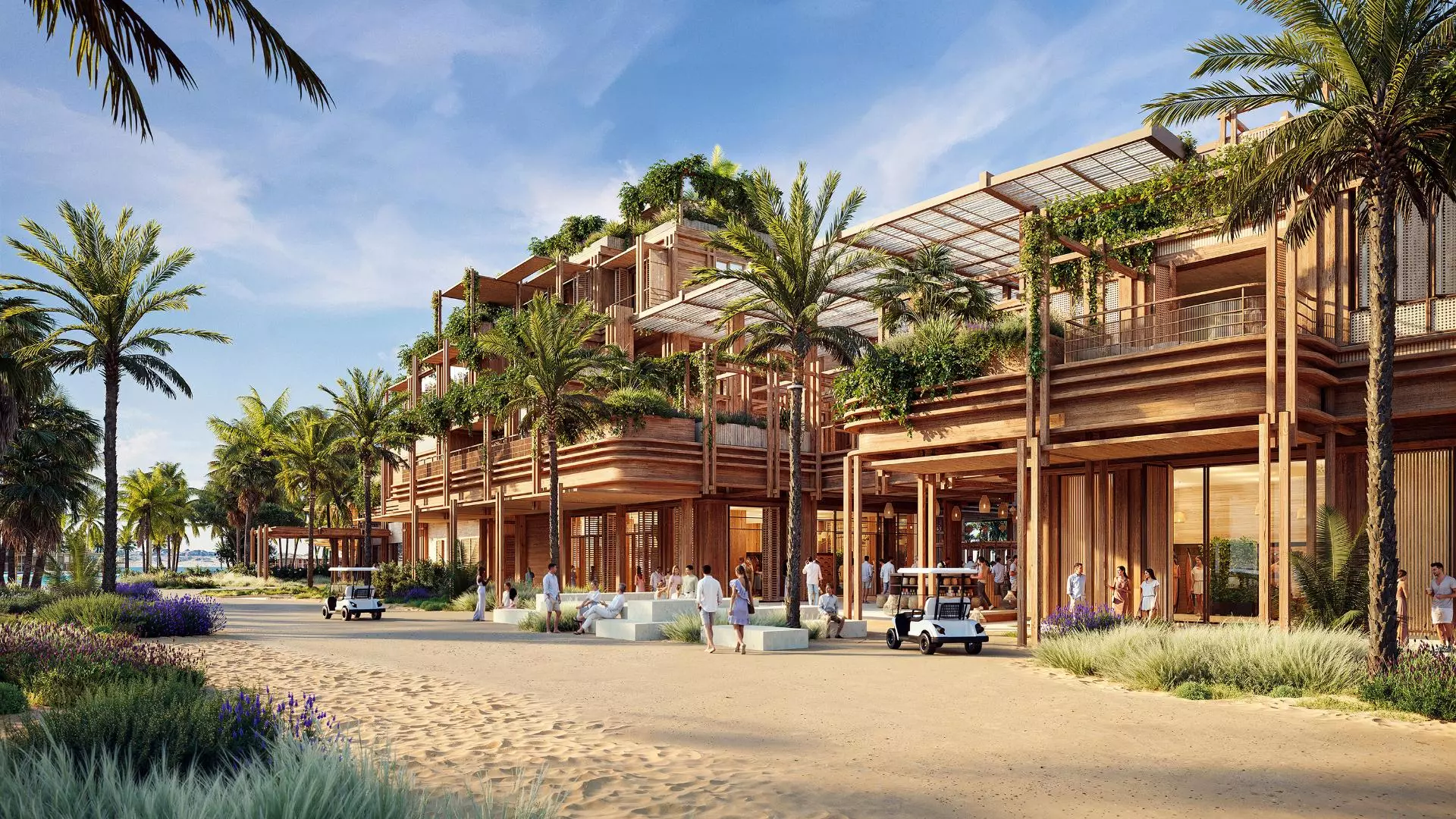 Laheq will include timber buildings, including its market and several villas