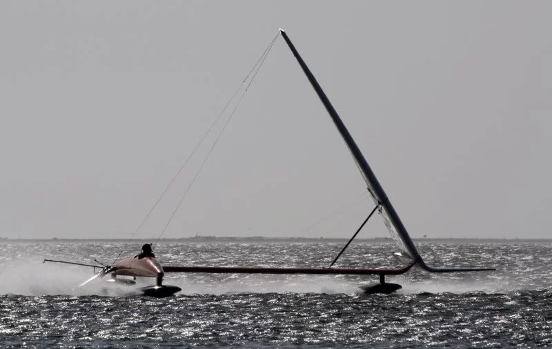 The VESTAS Sailrocket 2 in Walvis Bay, Namibia