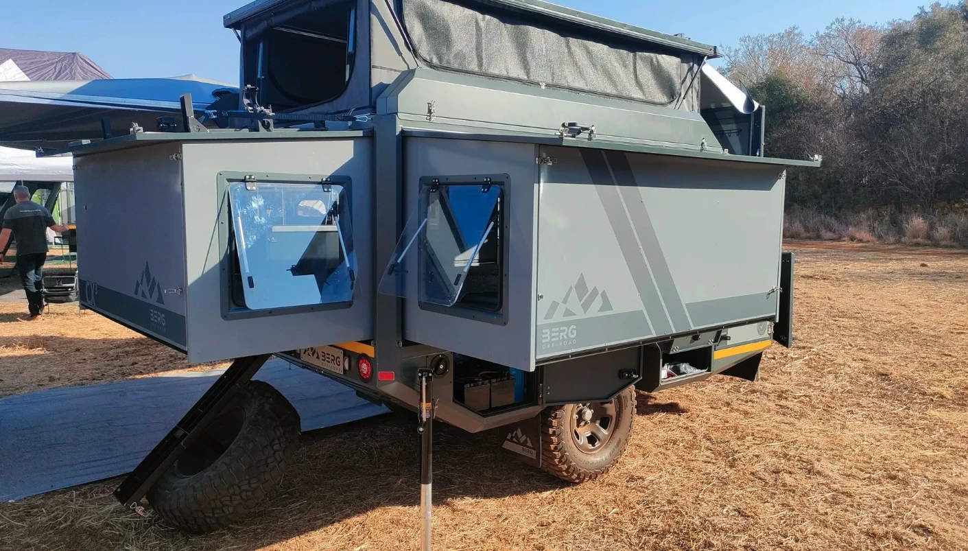 This Berg CX3 is equipped with the optional upgraded hard-wall expansion modules for the queen and single beds