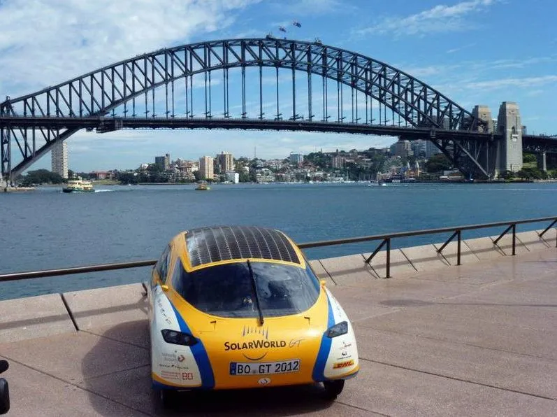 The SolarWorld GT solar-powered car is currently on a drive around the world, and embarks on the U.S. leg of its trip later this week
