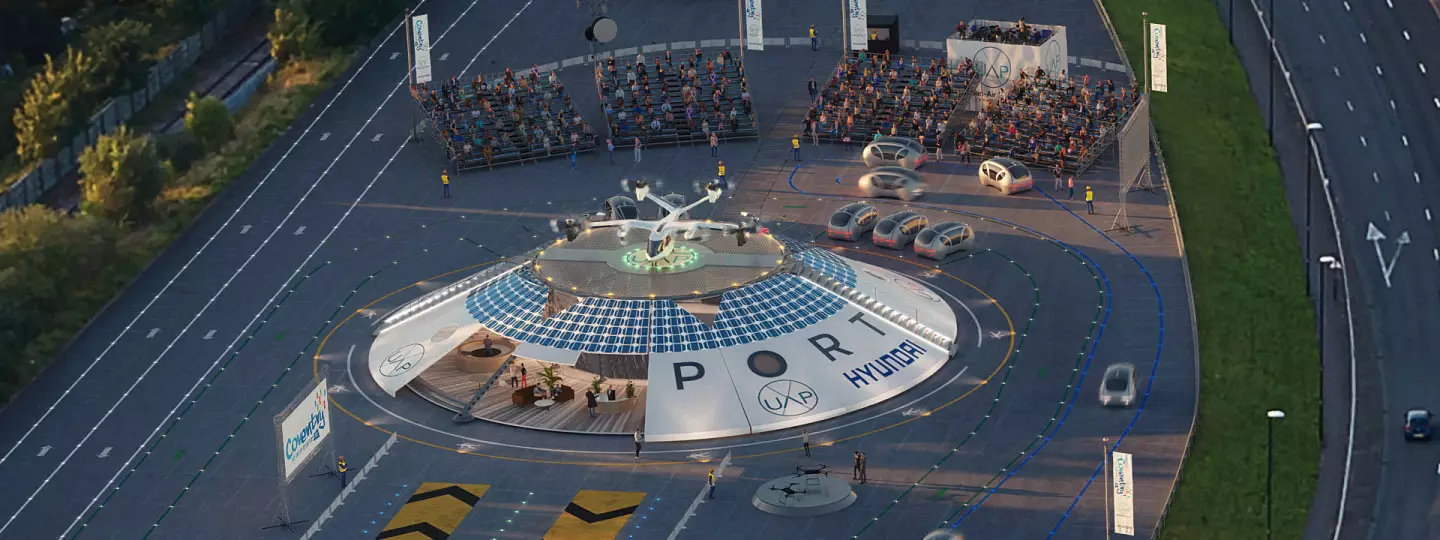 The "smallest airport in the world," dedicated to eVTOL air taxis and drone operations, will open in Coventry later this year. Hyundai is one of the partners