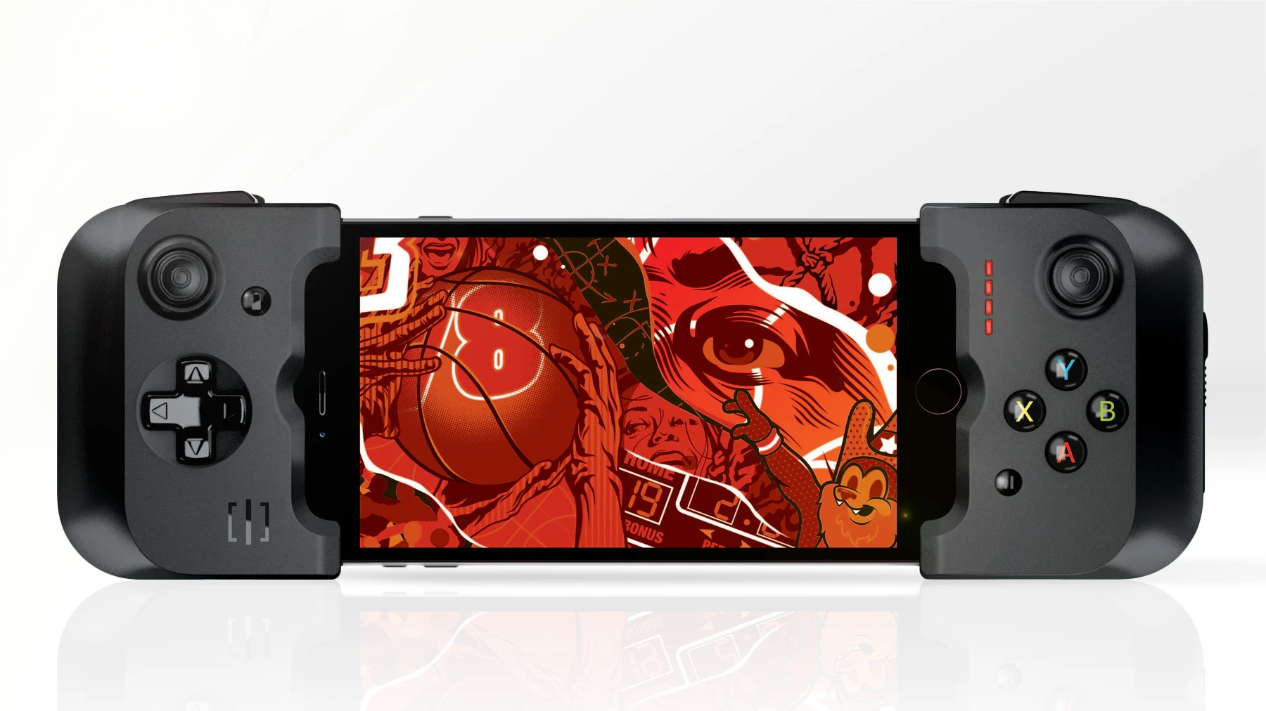 Gamevice clamped onto an iPhone 6 Plus