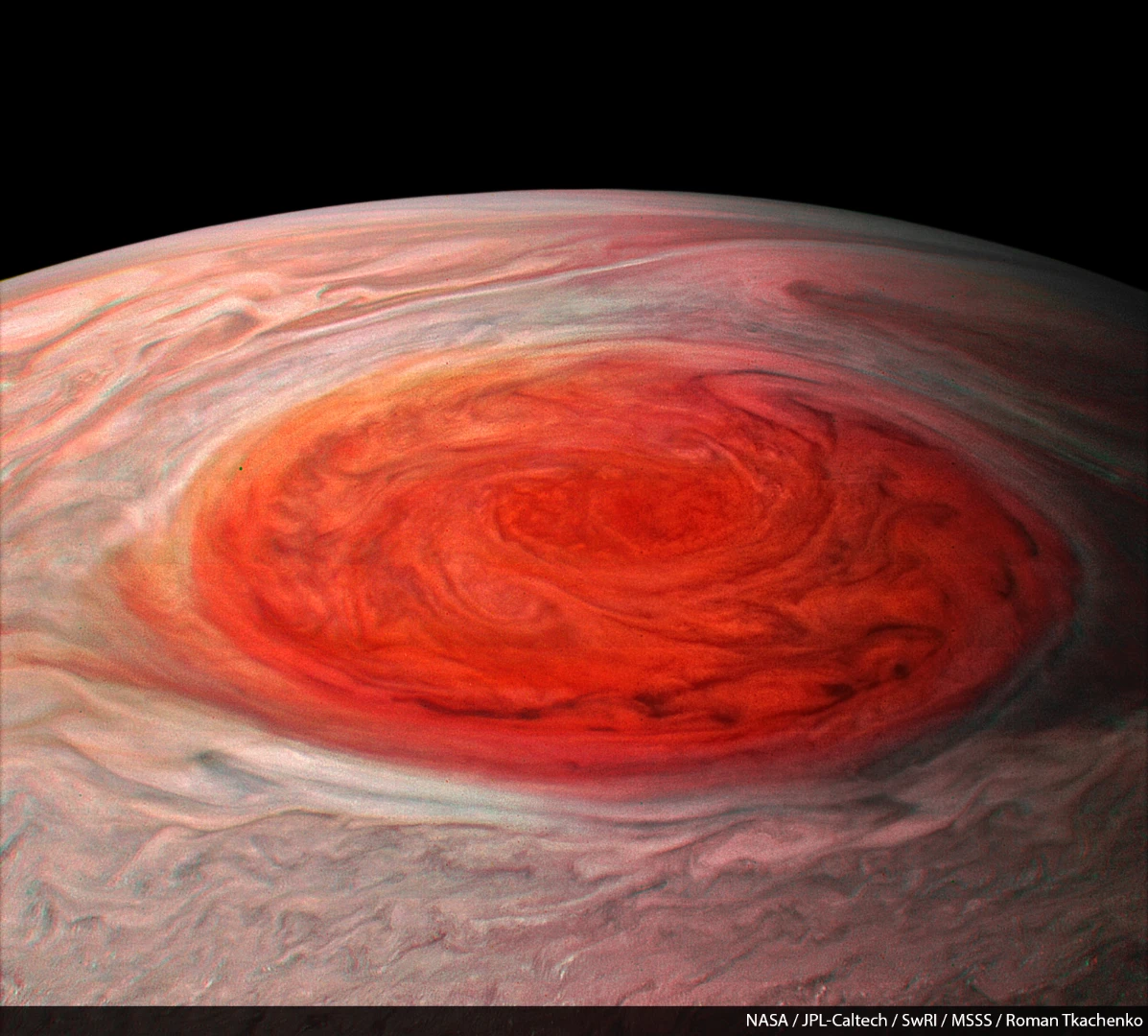 Color enhanced view of the Great Red Spot