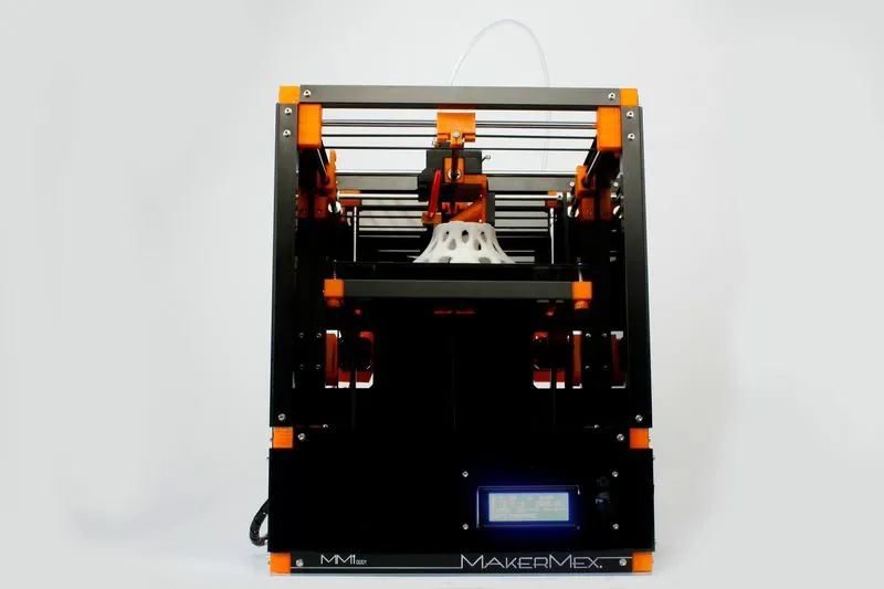 With a print area of 20 x 20 x 20 cm (7.9 x 7.9 x 7.9 in) printing, the MM1 itself measures 49 x 37.5 x 49 cm (20 x 15 x 20 in)
