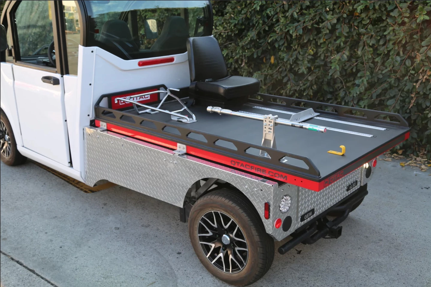 The GEM Ambulance can be configured with R, F or RG QTAC skid options to the rear