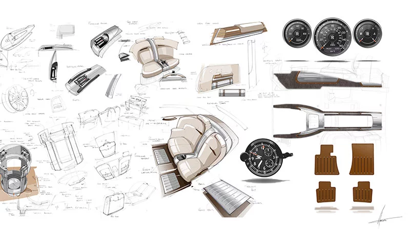 Rolls-Royce Phantom Coupe Aviator design sketch detail