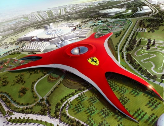 The iconic sleek red roof is inspired by the double-curve side of the Ferrari GT