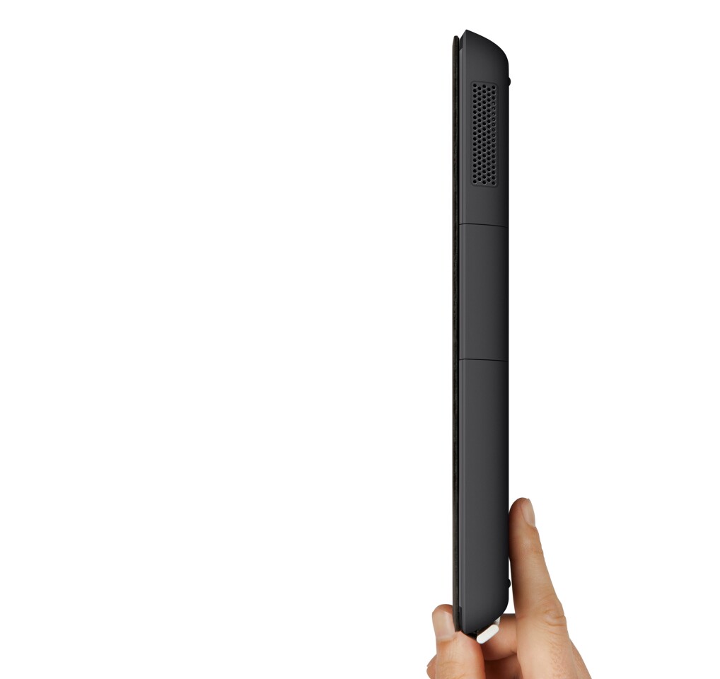 When you aren't using it, Thunderstorms soft cover folds over to protect the screen
