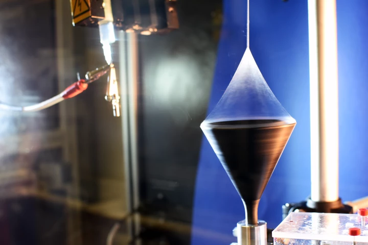 The fibers are produced via an electrospinning process