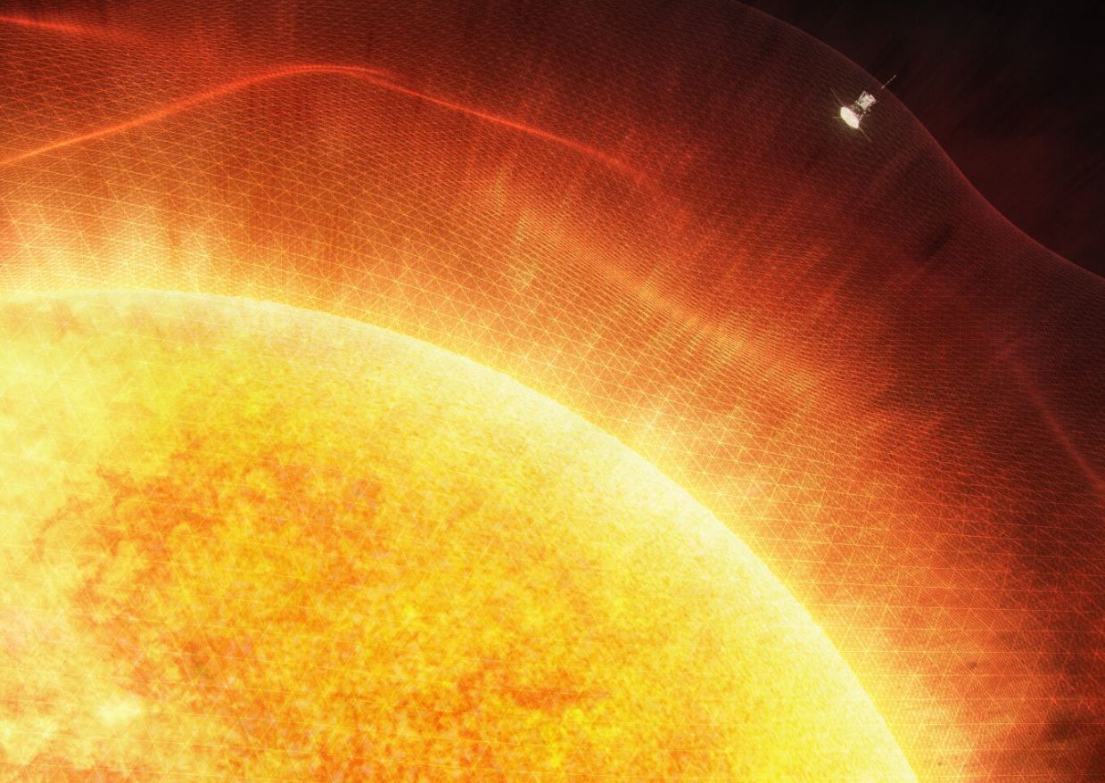 Artist's concept of the Parker Solar Probe's encounter with the Sun