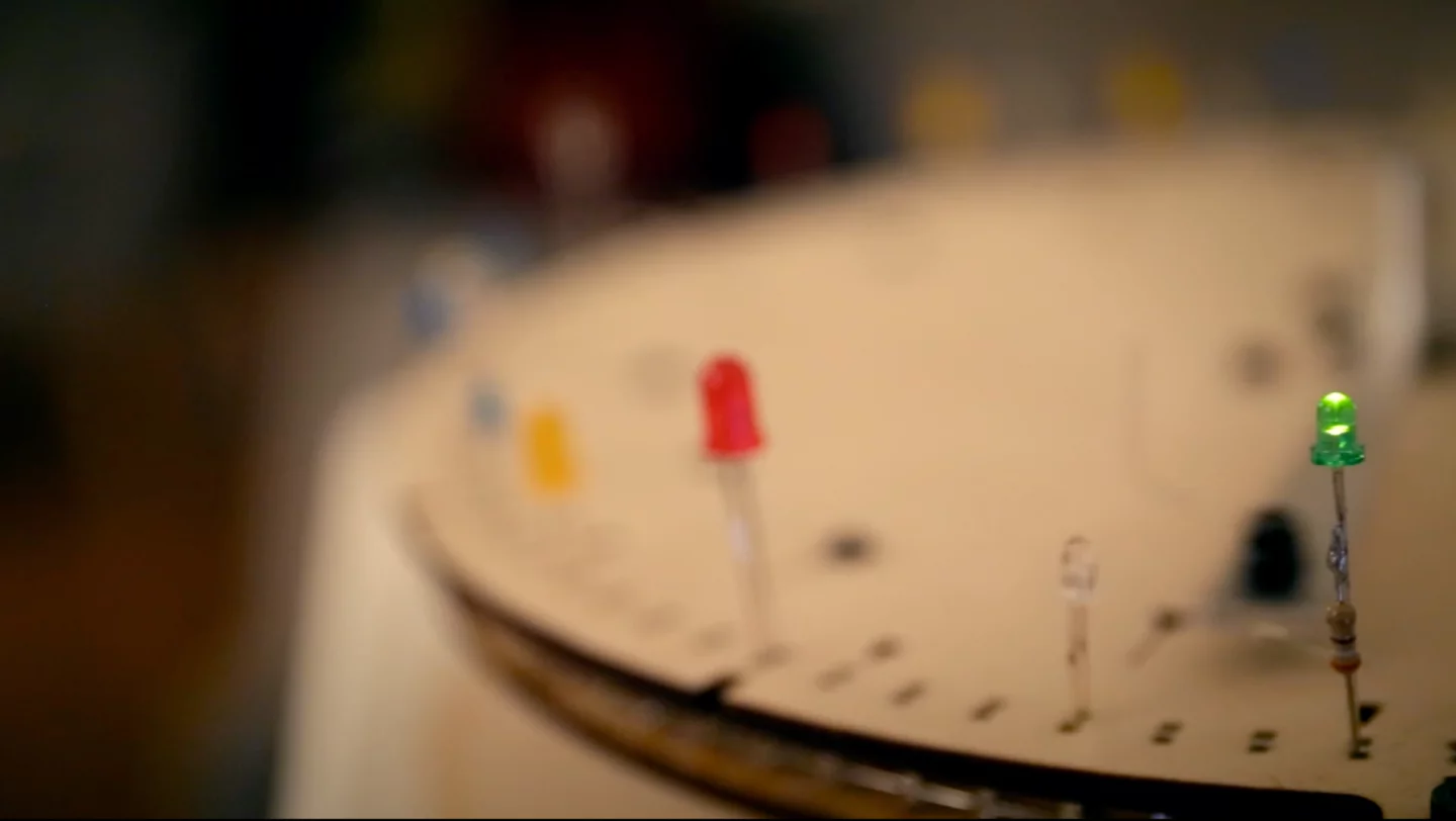 Different LED colors produce different values, which can be matched with different sounds