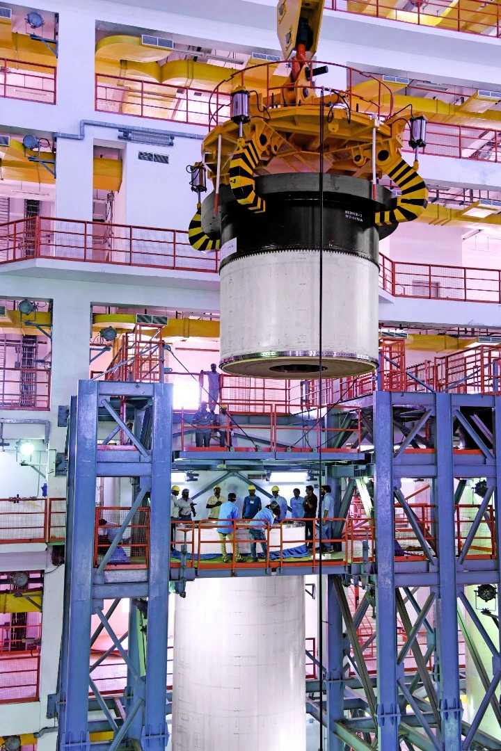 Rocket motor module being installed