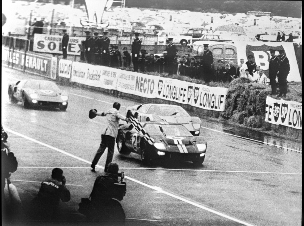 The Ford GT40 swept the podium at the 1966 Le Mans event