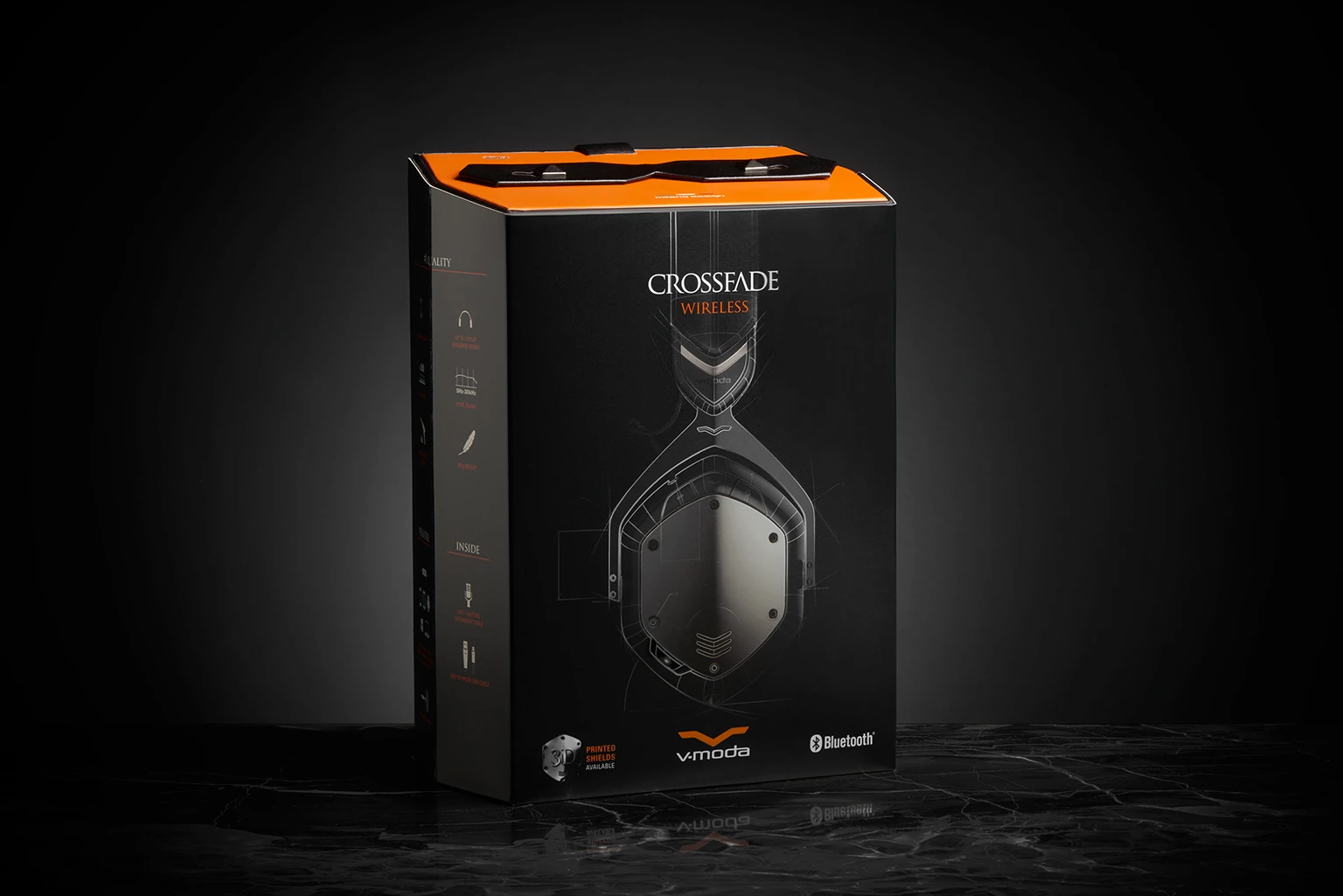 V-Moda's Crossfade Wireless headphones box packaging
