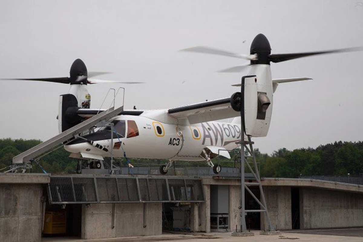 Aircraft AW609 A/C3 recently underwent restrained ground testing in Italy