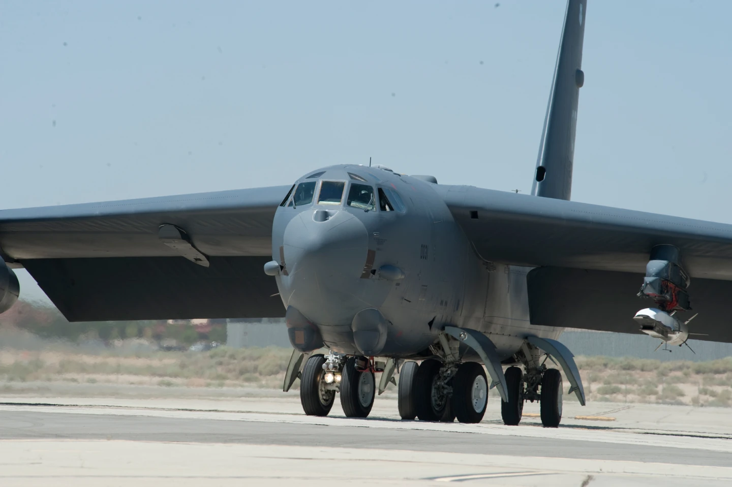 A B-52H Stratofortress taxis to the runway carrying the X-51A Waverider on its second flight test (Image: Boeing)