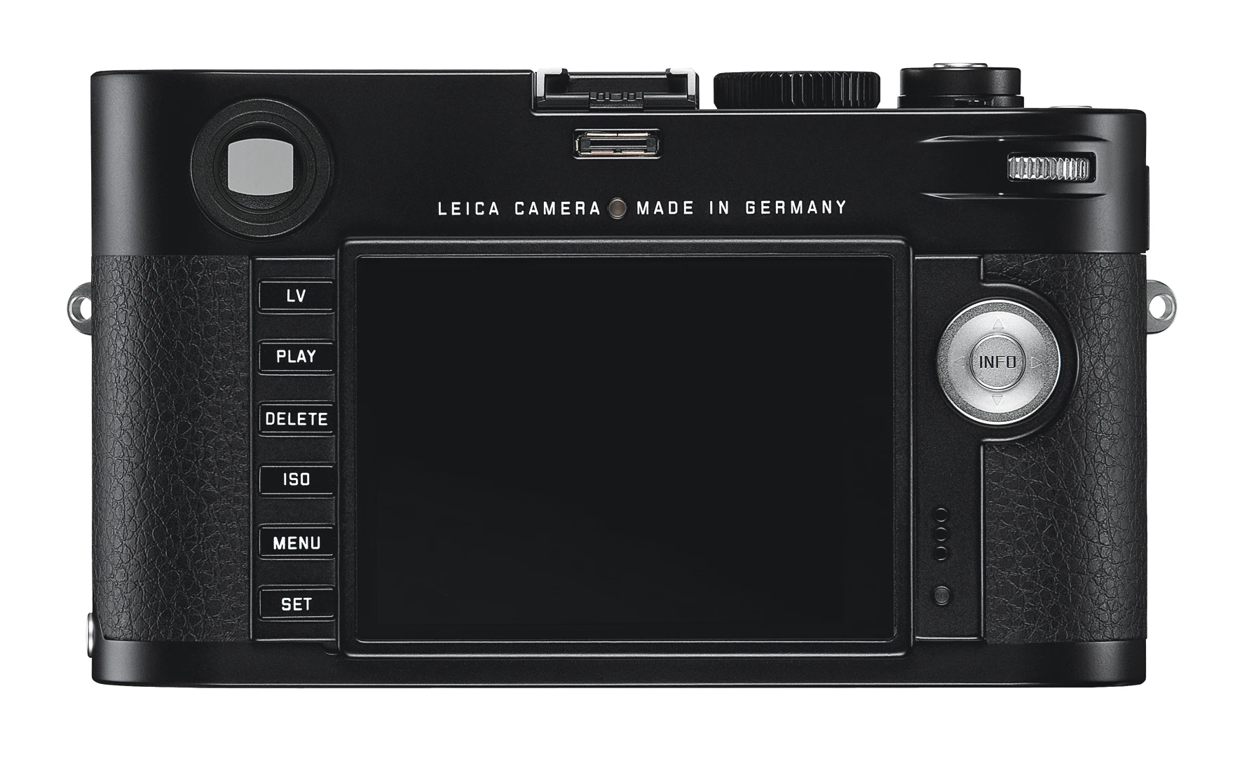A 3 inch 920,000 pixel screen on the rear of the Leica M is covered with scratch-resistant Corning Gorilla Glass