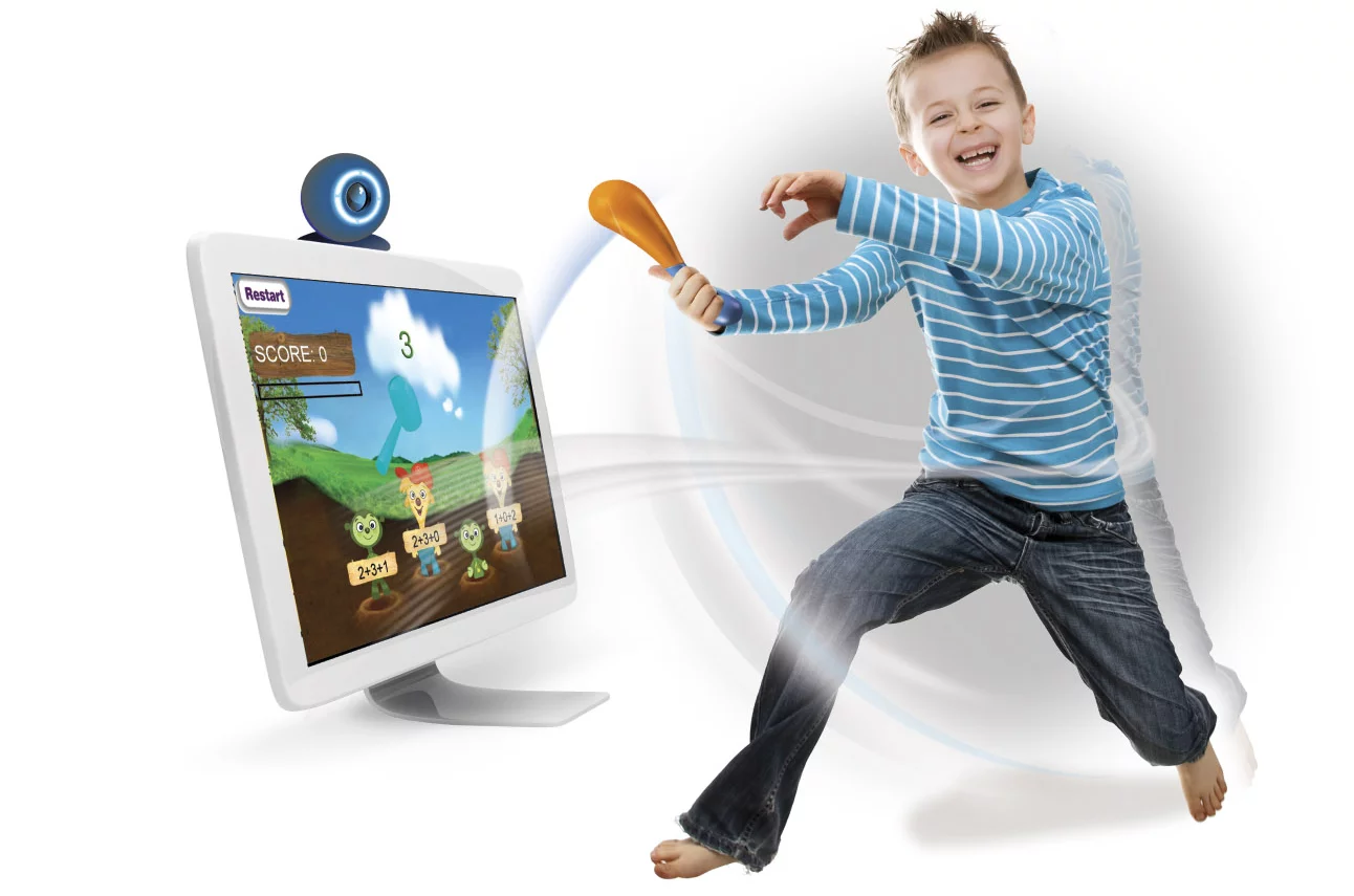 iCam uses a webcam and colored controllers for motion controlled learning fun