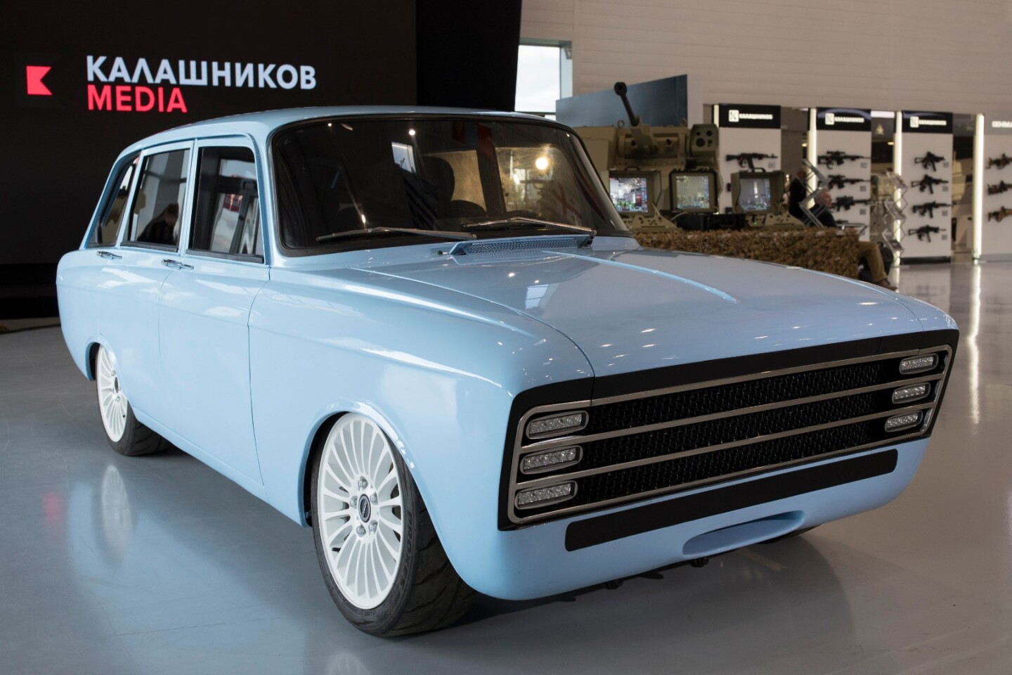 Kalashnikov's retro-style vehicle is billed as an “electric supercar"