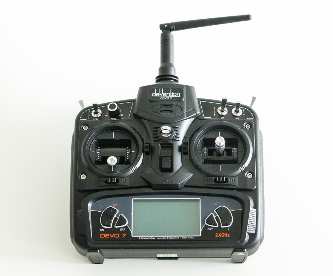 Walkera Devo7 controller: a bit cheap, a bit plasticky, a bit confusing to use - but very affordable