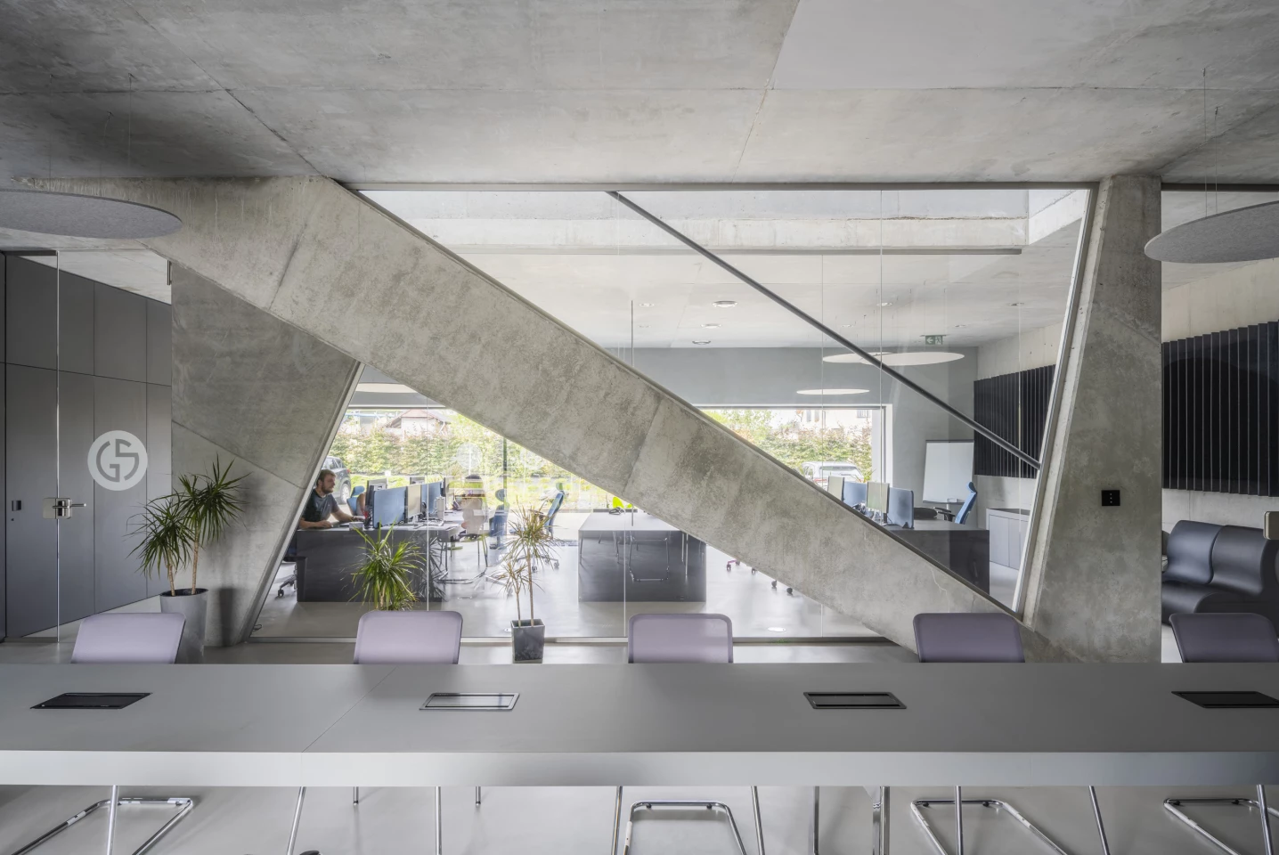 The Gambit Office's interior design makes use of a lot of concrete