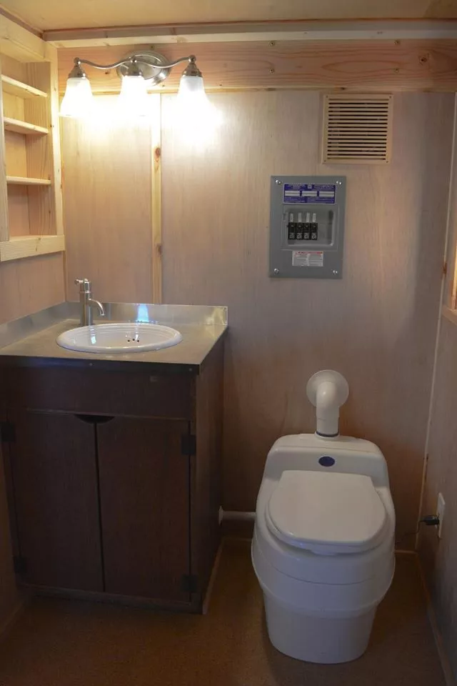 The composting toilet and sink