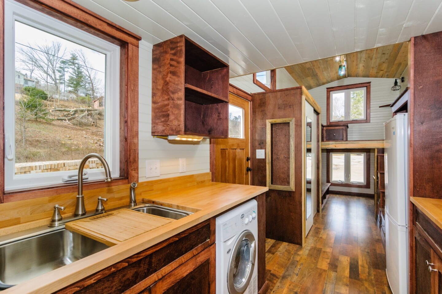 American Standard sink on the left, with cutting board insert in place
