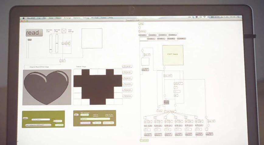 A computer program translates the full image into one made up of just 6 pixels by 6 pixels