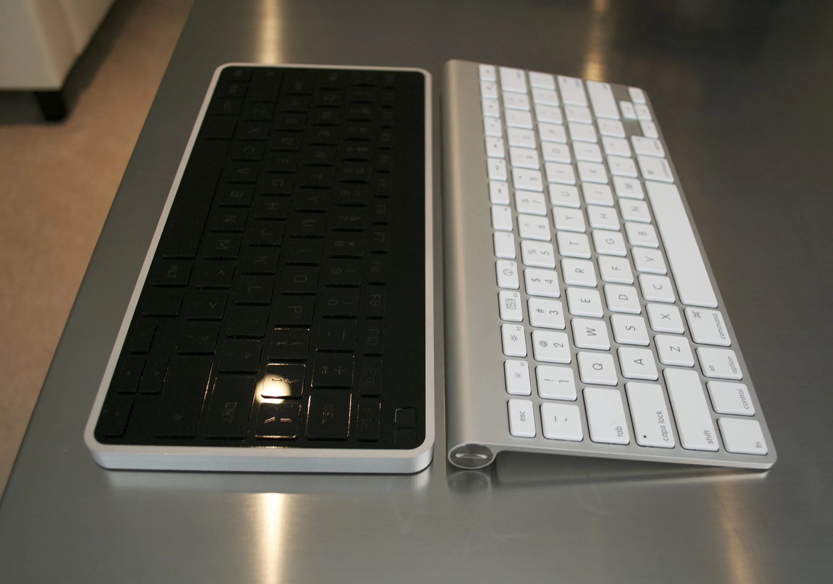About the same size as Apple's Bluetooth keyboard, Levitatr features LED-backlit keys that rise up from the flat surface when activated