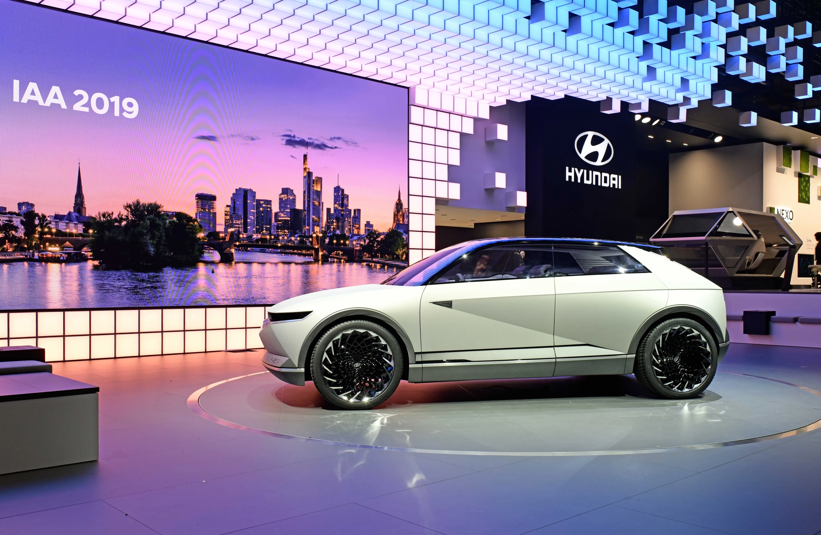 The 45 EV concept pays homage to Hyundai's Pony Coupe concept from 1974