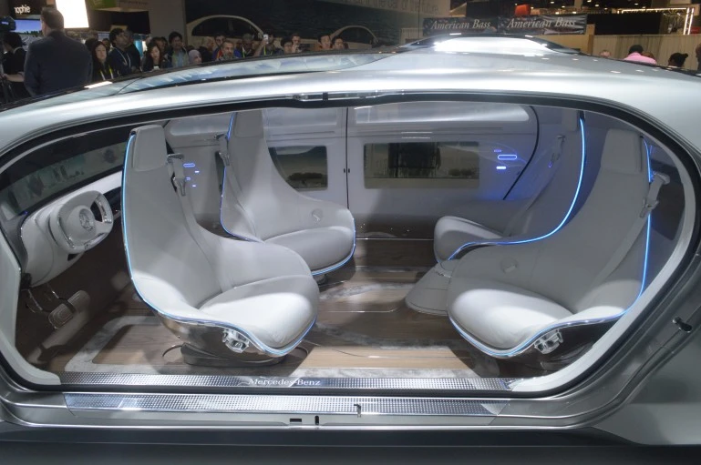The Mercedes F 015 features swiveling front seats (Photo: C.C. Weiss/Gizmag.com)