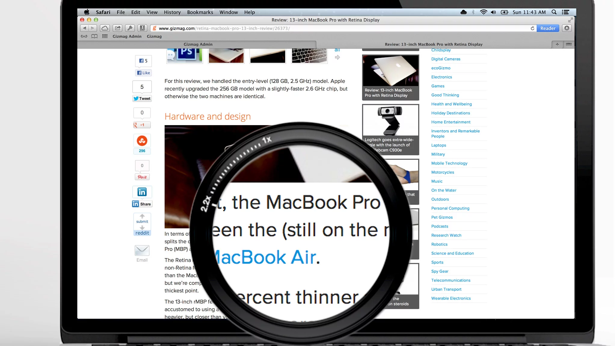 The magnified section is the exact level of detail you'd see in this screen