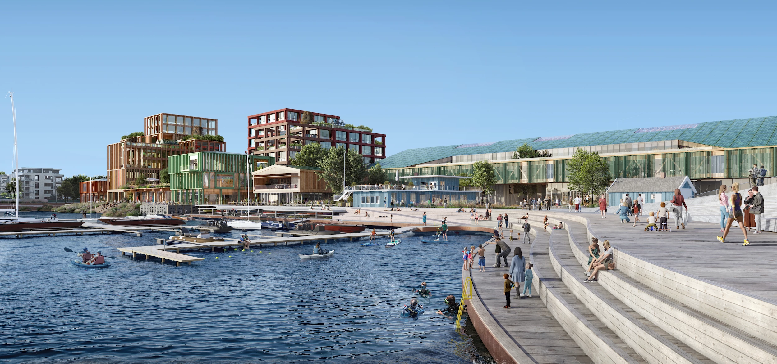 Fornebu Brygge will measure 45,000 sq m (roughly 484,000 sq ft) and will include a marine center, water sports center, restaurants and cafes, and a new ferry terminal