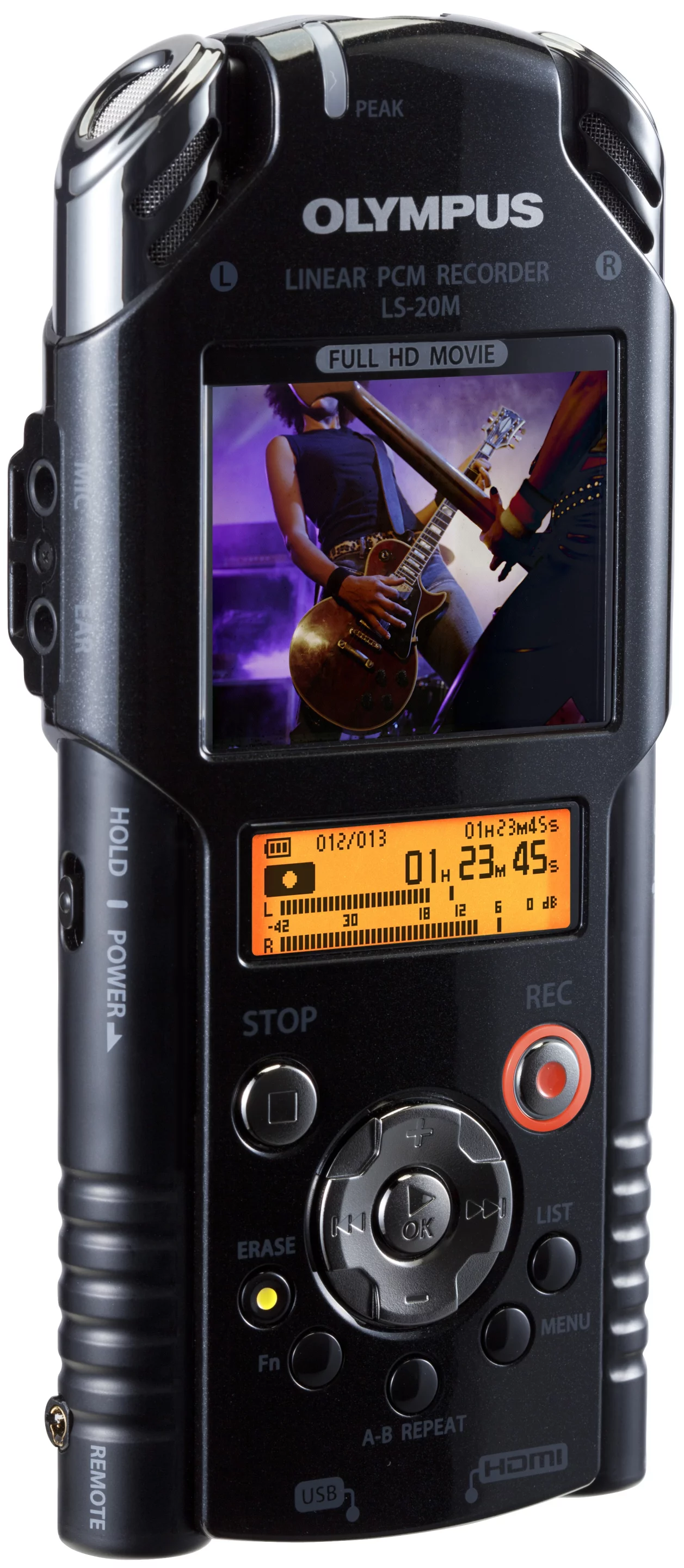 The new LS-20M Linear PCM recorder features a 2-inch color display with a separate LCD data screen underneath