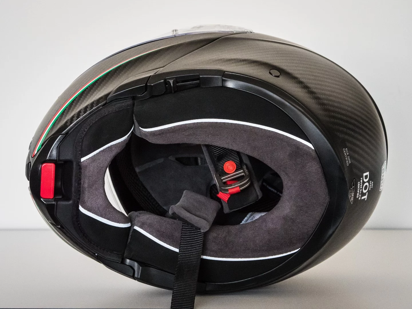 AGV SportModular: under-chin insulation keeps you warm in winter and helps make this a very quiet lid