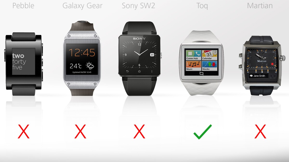The Toq will ship with a wireless charging dock included