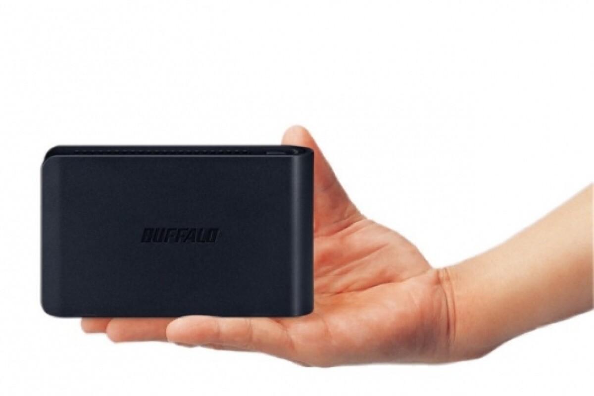 Buffalo LinkStation Mini SSD Solid State NAS device fits in the palm