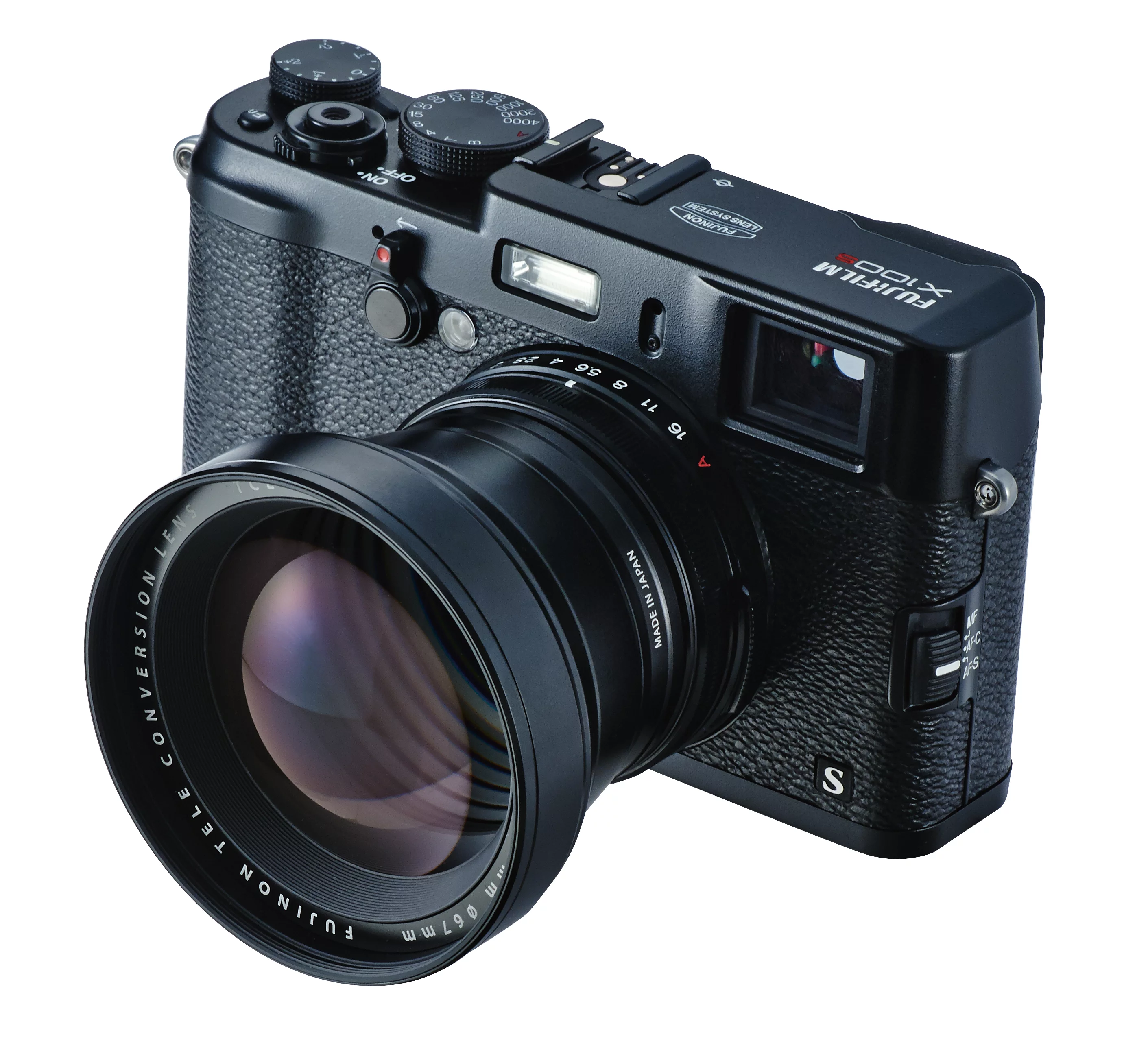 The Fujifilm TCL-X100 tele-conversion lens uses four glass elements in four groups to deliver high image quality