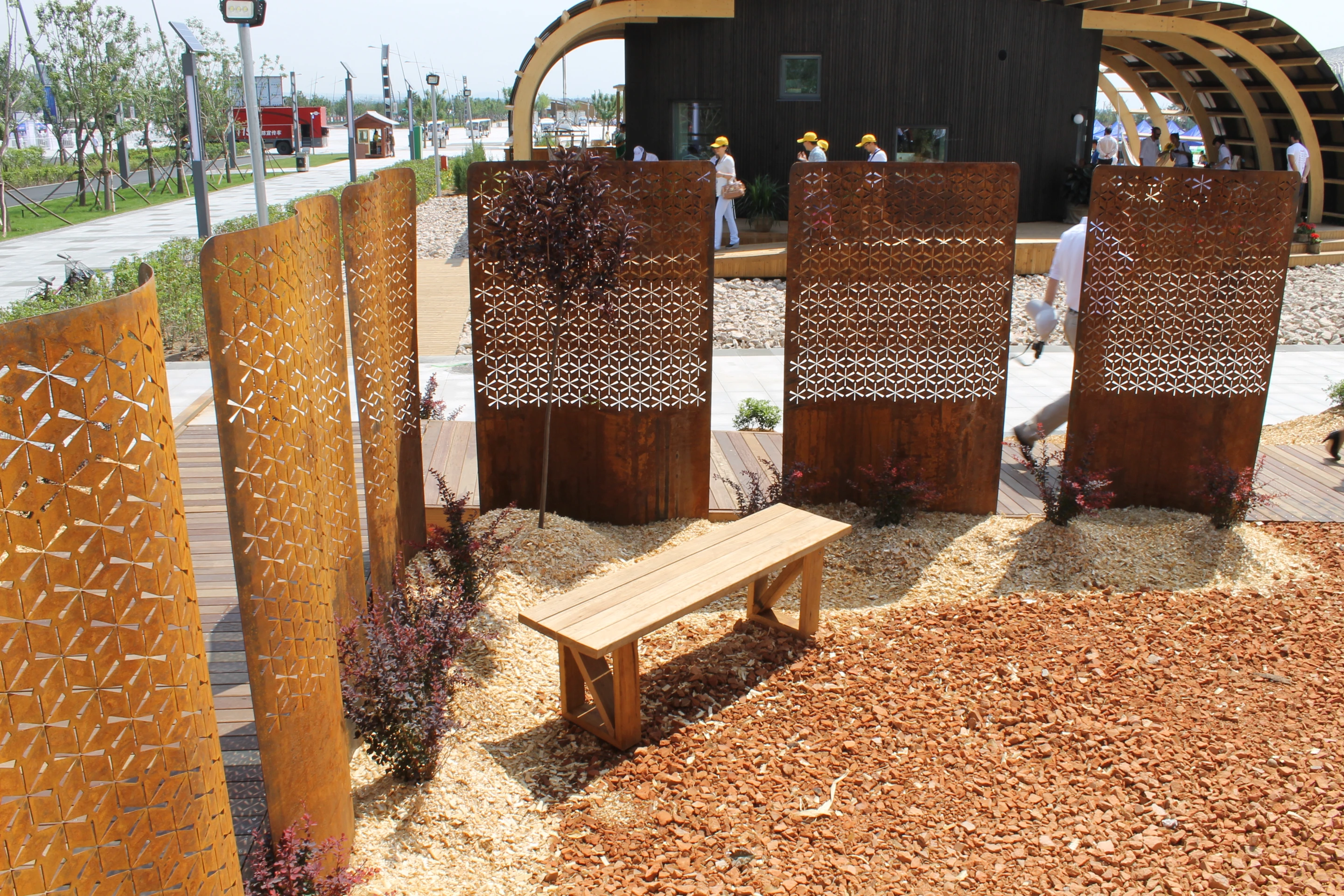 Recycled local hardwoods were re-used from demolished houses