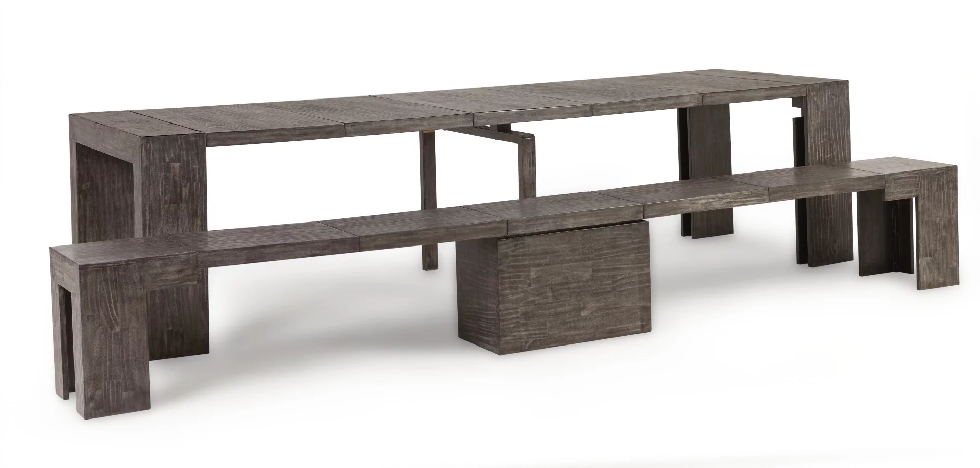Birch Grey hardwood table and bench set