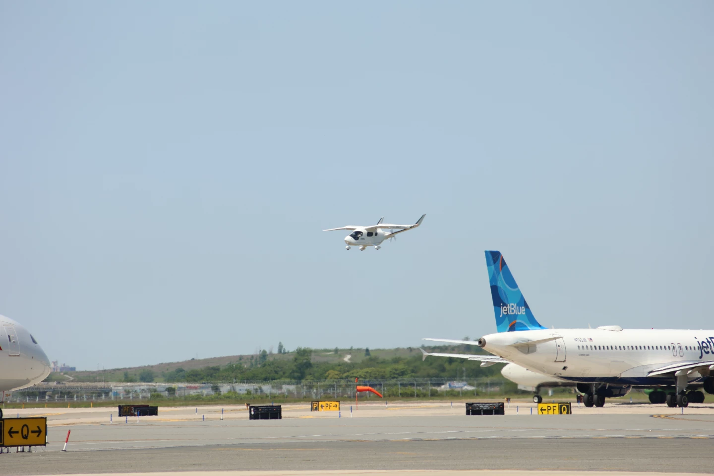 The ALIA electric CTOL aircraft coming in to land at JFK International on June 3, proving that "advanced air mobility is not some future concept, it's here"