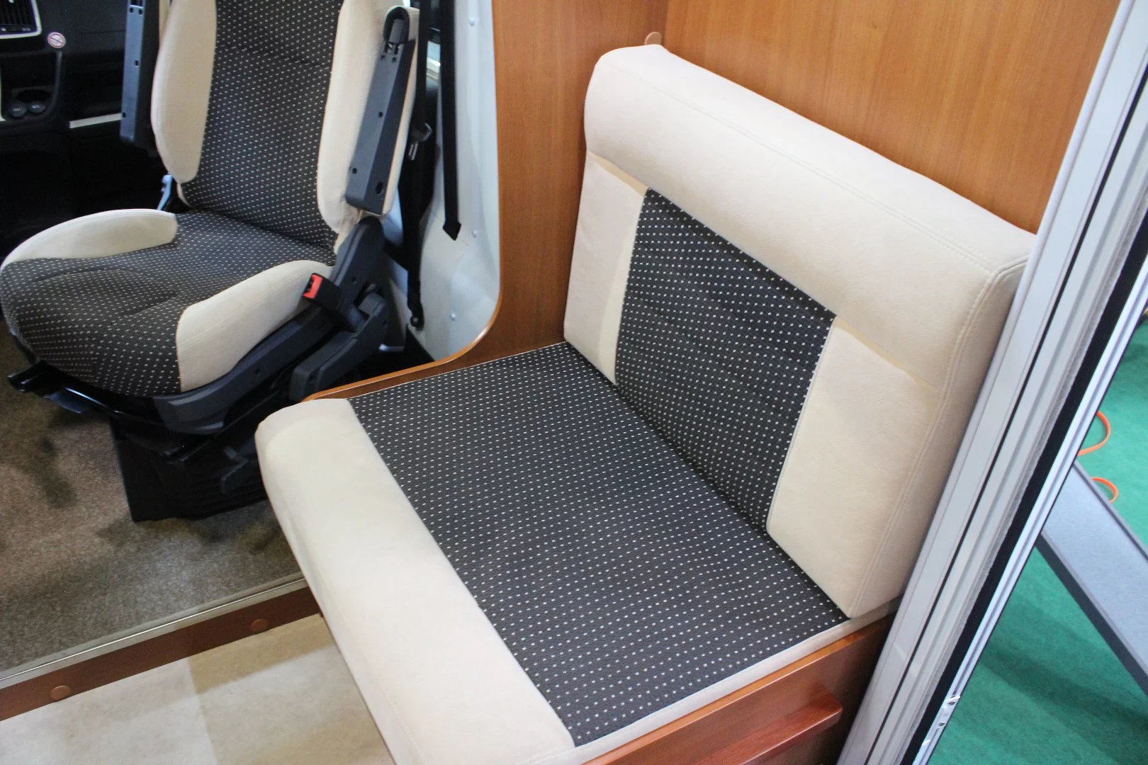 An extra side seat in the dining/living area