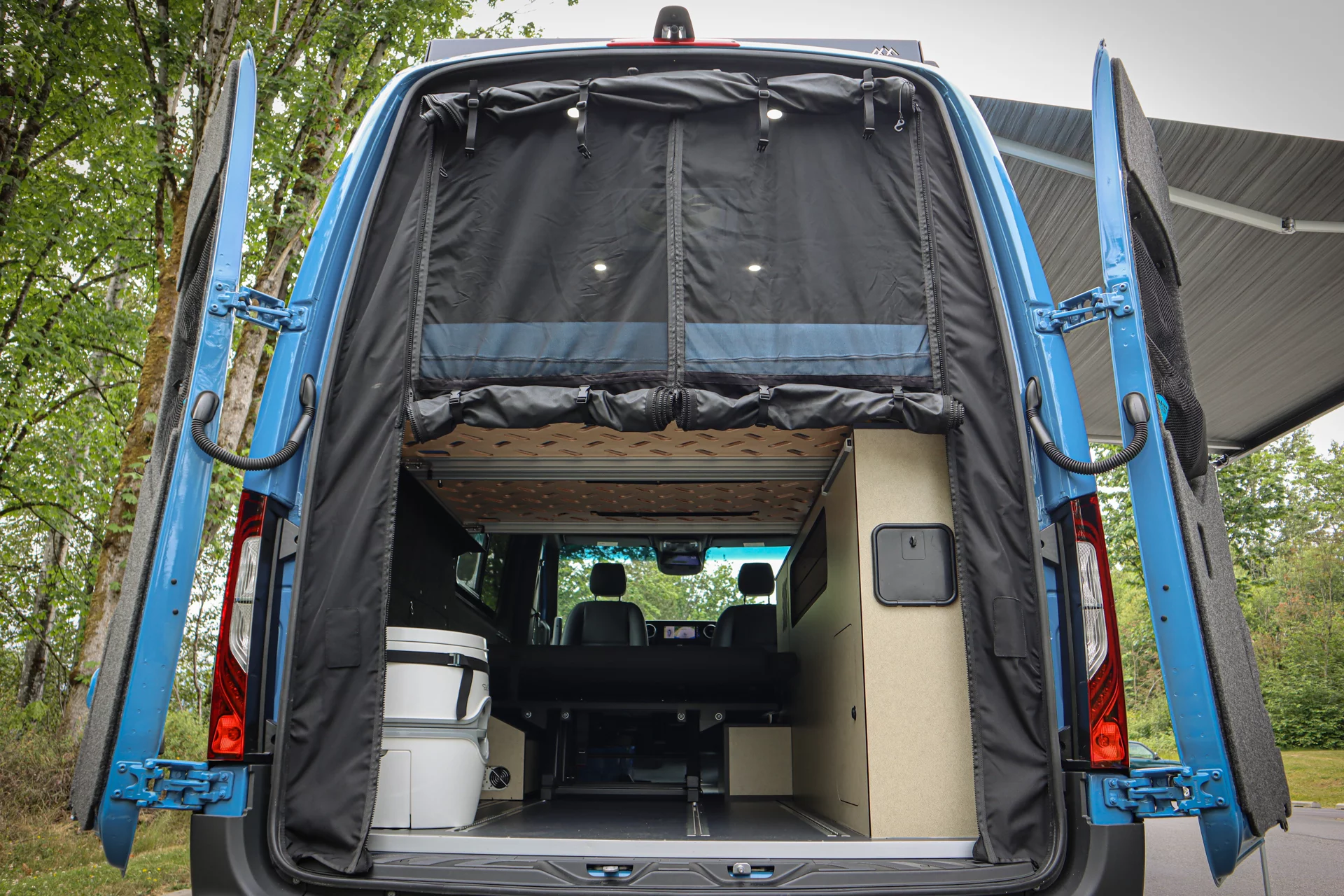 The bed leaves plenty of garage space and can fully remove when more storage height is needed