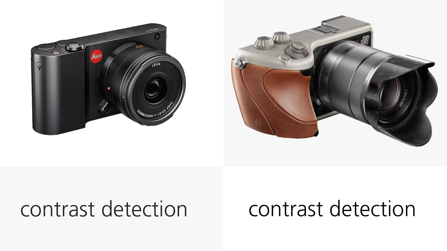 The Leica T and Hasselblad Lunar both use contrast detection autofocus systems