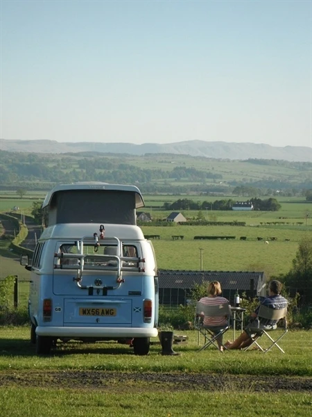 Helicopter Glamping is located on the Mains Farm Wigwams campsite in Scotland
