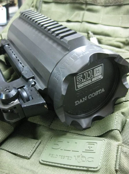 The Battle Mug is made from a solid block of aluminum, features a handle from an AR-15 rifle, and has mounting rails for accessories such as night-vision scopes